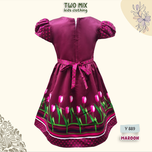 Two Mix - Dress Imlek Anak Perempuan - Gaun Anak Cewek Pesta Satin 1-12 Tahun Y889