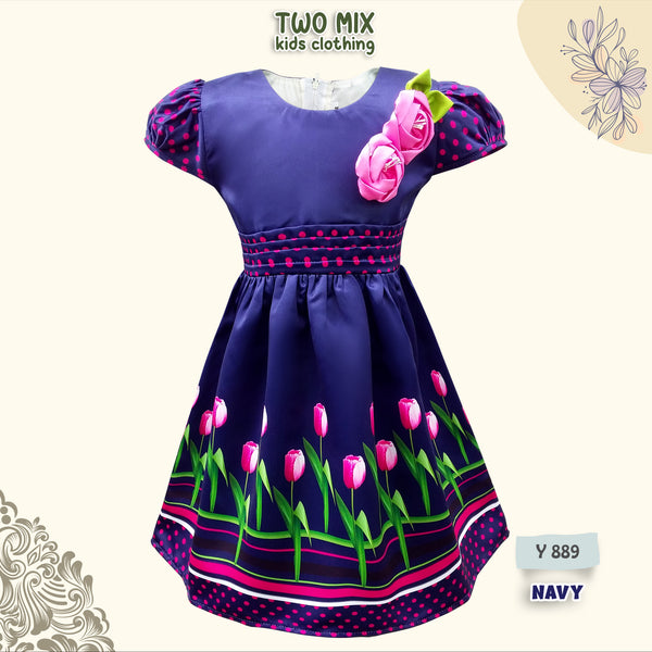 Two Mix - Dress Imlek Anak Perempuan - Gaun Anak Cewek Pesta Satin 1-12 Tahun Y889
