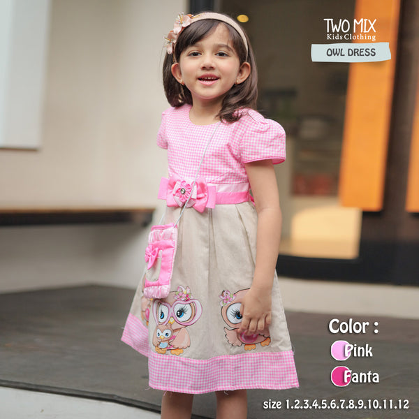 Two Mix - Baju Anak Perempuan Lucu  - Dress Anak Cewek Natal Christmas Free Tas Owl 1-12 Tahun 4079
