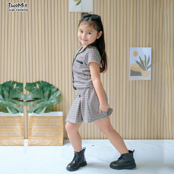 Two Mix - Setelan Anak Perempuan Kotak - Stelan Baju Anak Cewek Lucu Fashion 1-6 Tahun 4365A