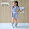 Two Mix - Baju Setelan Anak Perempuan Celana Pendek Salur Lucu 1-8 Tahun 4366