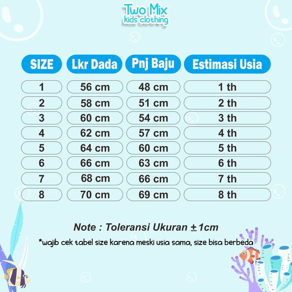 Two Mix Baju Dress Anak Perempuan Lucu - Outfit Gaun Anak Cewek Print Sea 1-8 Tahun 4374