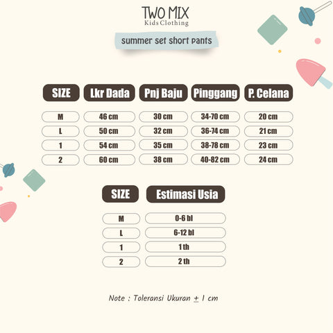 Two Mix - Setelan Baju Bayi Lengan Pendek Perempuan / Laki-Laki - 0-2 Tahun 4360C