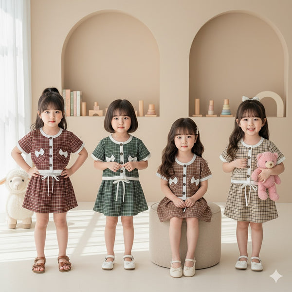 Two Mix - Baju One Set Anak Perempuan - Setelan Anak Cewek Lucu Salur Kaos 1 2 3 4 5 6 7 8 Tahun 4366B