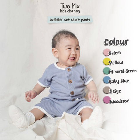 Two Mix - Setelan Baju Bayi Lengan Pendek Perempuan / Laki-Laki - 0-2 Tahun 4360C