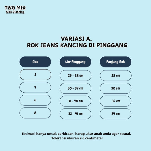 Two Mix - Rok Bawahan Skirt Anak Perempuan Jeans Lucu - Rok Denim Anak Cewek Usia 1-8 Tahun Z01