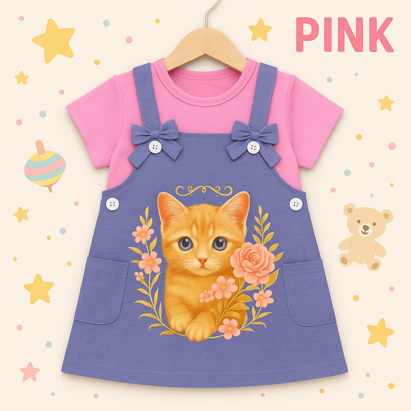 Two Mix - Sora Dress Anak Perempuan Lucu Print Kitty Usia 1-8 Tahun 4440