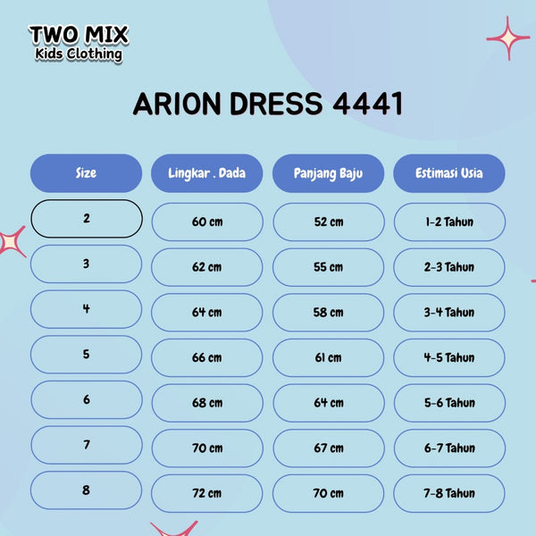 Two Mix - Arion Dress Anak Perempuan Lucu Usia 1-8 Tahun 4441