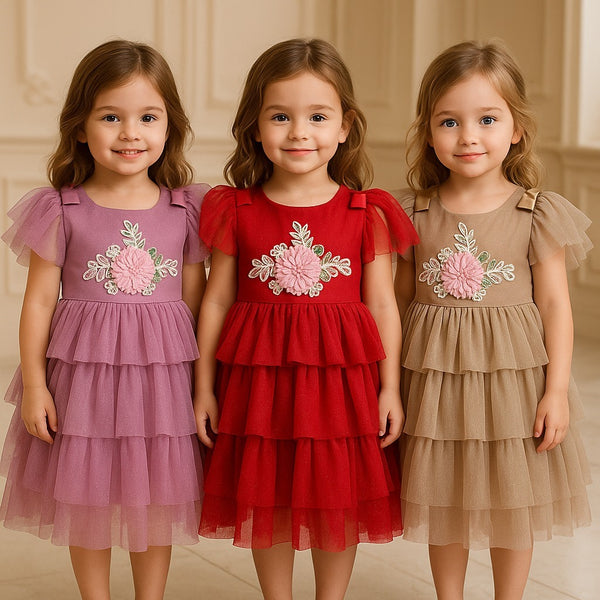 Two Mix - Baju Dress Anak Perempuan Satin Tile Halus 1-8 Tahun Y900