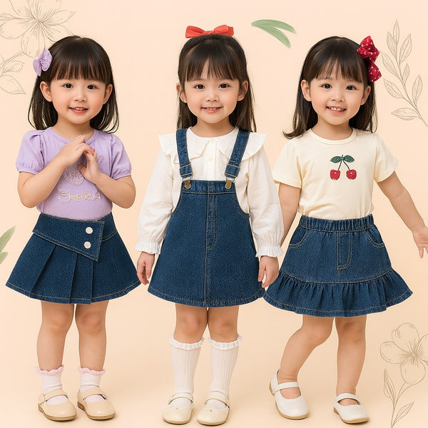 Two Mix - Rok Bawahan Skirt Anak Perempuan Jeans Lucu - Rok Denim Anak Cewek Usia 1-8 Tahun Z01