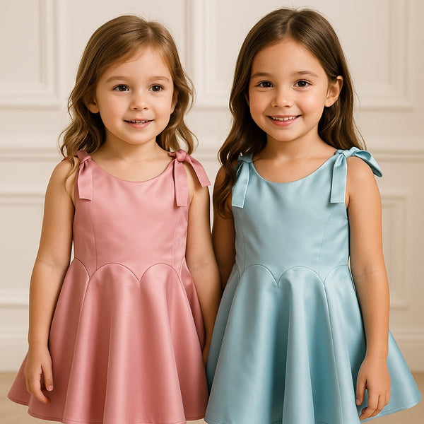 Two Mix - Baju Dress Pesta Anak Perempuan Satin Premium Usia 1-6 Tahun Y902