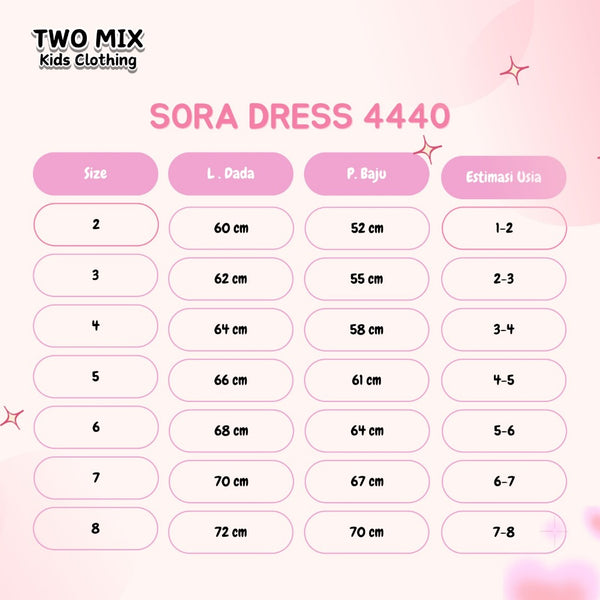 Two Mix - Sora Dress Anak Perempuan Lucu Print Kitty Usia 1-8 Tahun 4440
