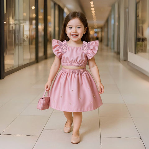 Two Mix - One Set Baby Anak Cewek Korean Style - Setelan Crop Top Mini Skirt 0-4 Tahun Y898