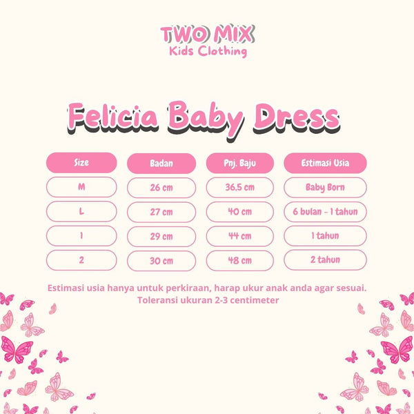 Two Mix - Felicia Baby Dress Anak Bayi Cewek Lucu Newborn 0-24 Bulan 4414