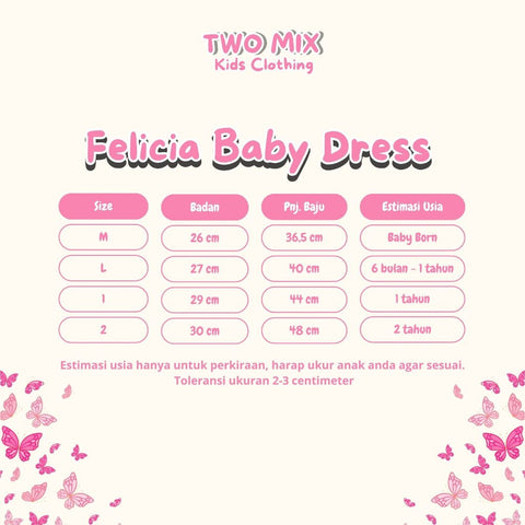 Two Mix - Felicia Baby Dress Anak Bayi Cewek Lucu Newborn 0-24 Bulan 4414