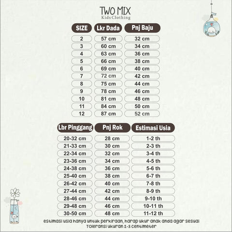 Two Mix - Oria Set Baju Setelan Anak Perempuan Lucu Katun 1-12 Tahun 4393