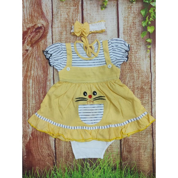 Two Mix Dress Baby Dress 0 - 6 Bulan Free Bandana dan Celana dj813
