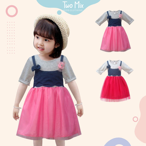 Two Mix Dress Anak 4052
