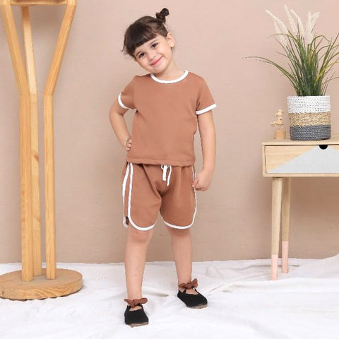 Two Mix Setelan Baju / Setelan Anak Polos / Setelan Unisex Usia 1-8 Tahun 4185