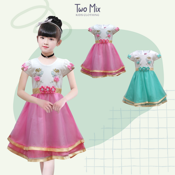 Two Mix Dress Anak Pesta Perempuan Cantik usia 1-12 Tahun 4213
