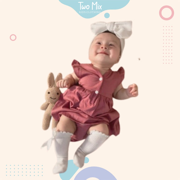 TWO MIX Short Sleeve Dress - Rok Bayi Perempuan - Rok Dress Anak Perempuan Rumah Santai usia 0-3 Tahun 4218