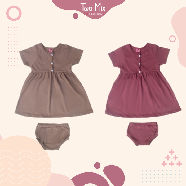 Two Mix Short Sleeve Dress Bayi - Dress Anak Perempuan 4219