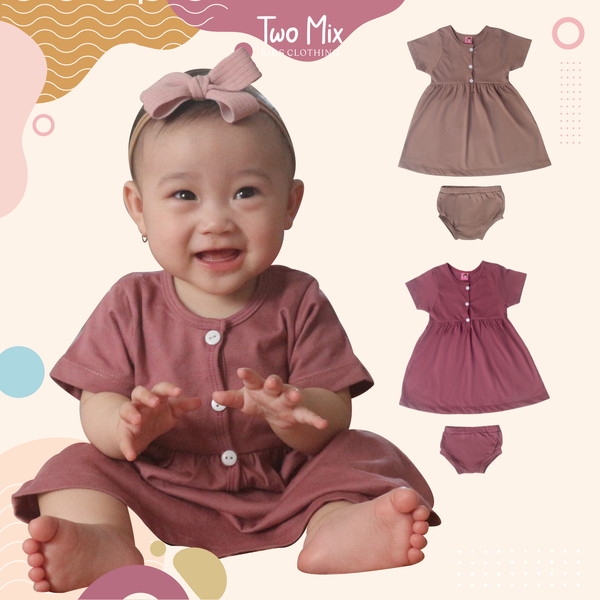 Two Mix Short Sleeve Dress Bayi - Dress Anak Perempuan 4219