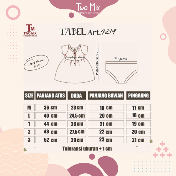 Two Mix Short Sleeve Dress Bayi - Dress Anak Perempuan 4219