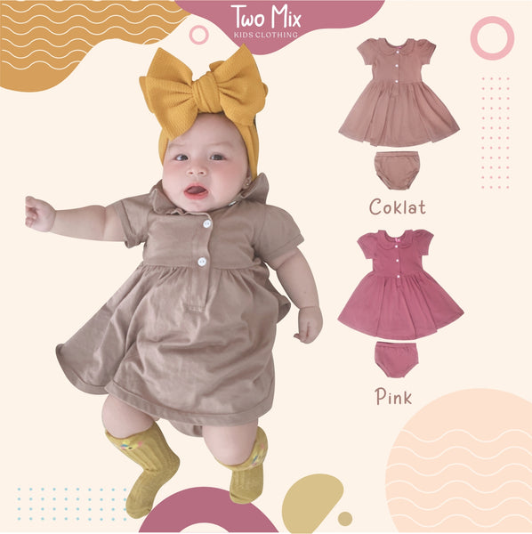 Two Mix Short Dress - Dress Bayi Perempuan - Rok Anak Perempuan 0Y - 3Y 4220