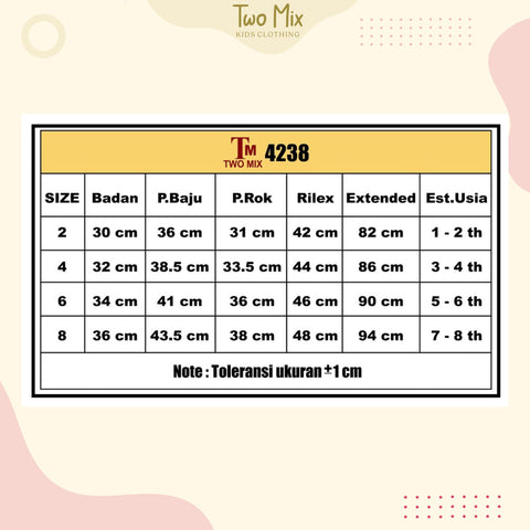 Two Mix Setelan Anak Perempuan Kasual Usia 1-8 Tahun 4238