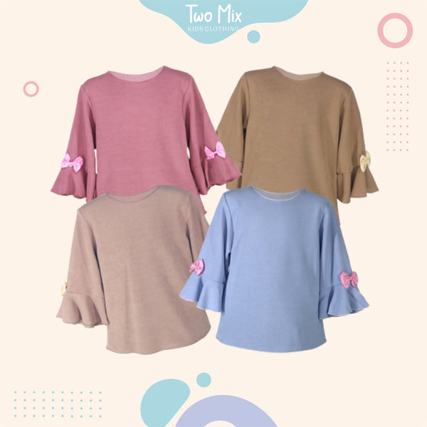 Two Mix Atasan Anak Perempuan / Blouse Anak Cewek / Blus Tops Kids Bahan Kaos Katun Usia 1-8 Tahun 4241