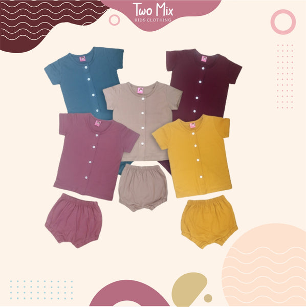 TWO MIX - Setelan Bayi Bahan Kaos Katun Kombed 0-2 Tahun - Set Baju Bayi 4264