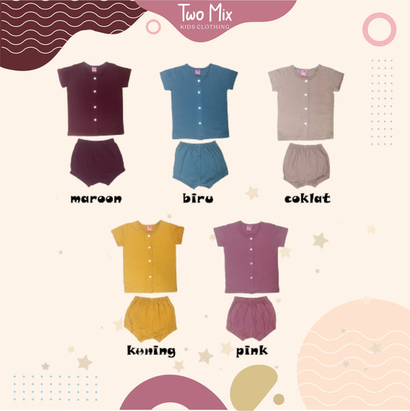 TWO MIX - Setelan Bayi Bahan Kaos Katun Kombed 0-2 Tahun - Set Baju Bayi 4264