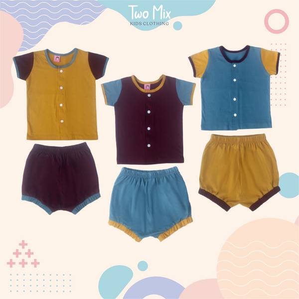 TWO MIX - Setelan Anak Kaos Katun Usia 0-2 Tahun 4265
