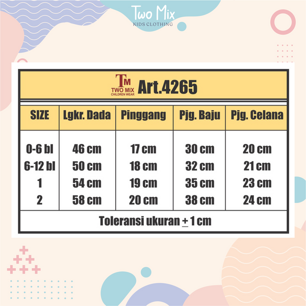 TWO MIX - Setelan Anak Kaos Katun Usia 0-2 Tahun 4265