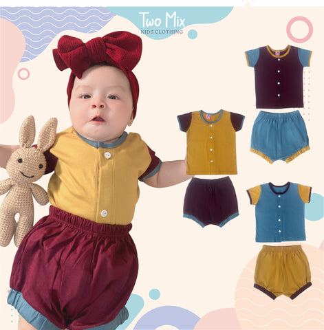 TWO MIX - Setelan Anak Kaos Katun Usia 0-2 Tahun 4265
