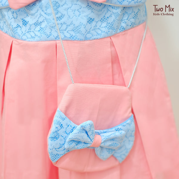 Two Mix Dress Anak Perempuan Bahan Kain Satin - Baju Anak Perempuan Fashion Usia 1-12 Tahun 4274
