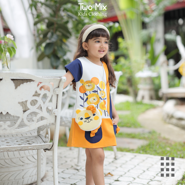 Two Mix - Dress Anak Perempuan Lucu Bahan Kaos - Baju Anak Perempuan Tas Lucu 1-8 Tahun 4283