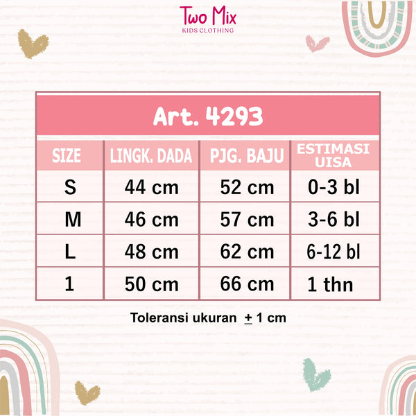Two Mix Baju Jumper Bayi Unisex / Bodysuit Bayi Kaos Katun 0-2 Tahun 4293