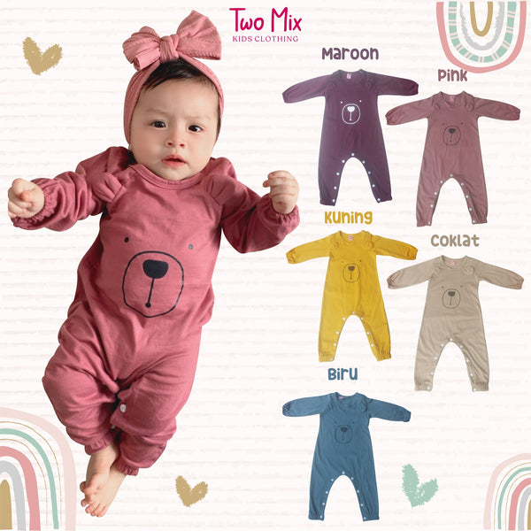 Two Mix Baju Jumper Bayi Unisex / Bodysuit Bayi Kaos Katun 0-2 Tahun 4293