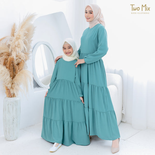 Two Mix - Dress Gamis Couple Ibu Anak Perempuan Lebaran - Baju Gamis Couple Anak Cewek - HARGA SATUAN - 4355