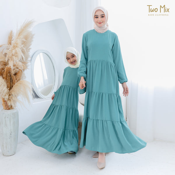 Two Mix - Dress Gamis Couple Ibu Anak Perempuan Lebaran - Baju Gamis Couple Anak Cewek - HARGA SATUAN - 4355