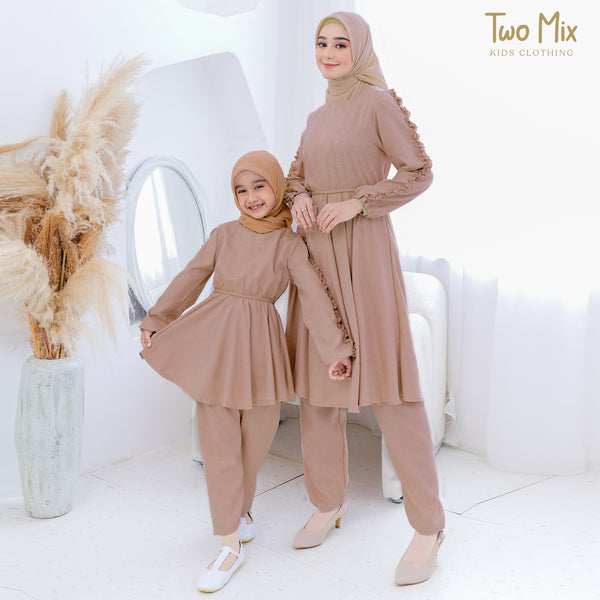 Two Mix - Setelan Gamis Couple Ibu Anak Perempuan - Stelan Baju Gamis Couple Ibu Anak Cewek 4358