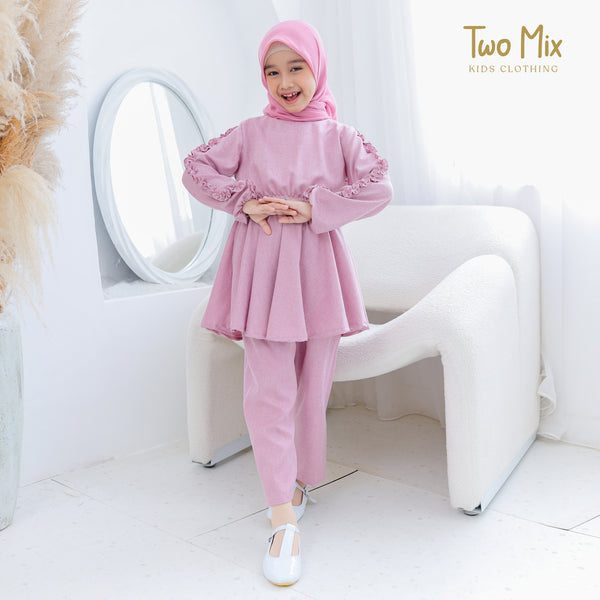Two Mix - Setelan Gamis Couple Ibu Anak Perempuan - Stelan Baju Gamis Couple Ibu Anak Cewek 4358