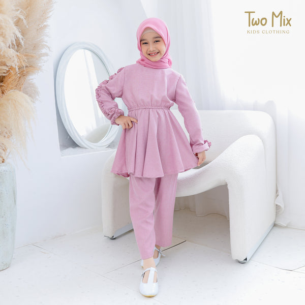 Two Mix - Setelan Gamis Couple Ibu Anak Perempuan - Stelan Baju Gamis Couple Ibu Anak Cewek 4358