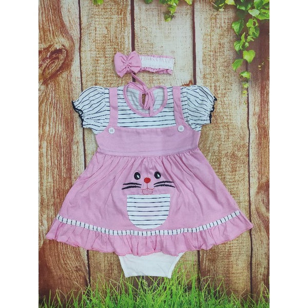 Two Mix Dress Baby Dress 0 - 6 Bulan Free Bandana dan Celana dj813