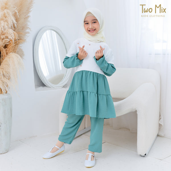 Two Mix - Setelan Gamis Dewasa Anak Couple Perempuan - Stelan Baju Muslim Couple Ibu Anak Cewek 4357
