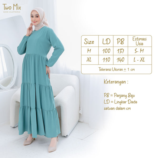 Two Mix - Dress Gamis Couple Ibu Anak Perempuan Lebaran - Baju Gamis Couple Anak Cewek - HARGA SATUAN - 4355