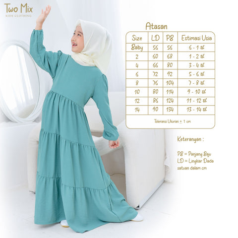 Two Mix - Dress Gamis Couple Ibu Anak Perempuan Lebaran - Baju Gamis Couple Anak Cewek - HARGA SATUAN - 4355