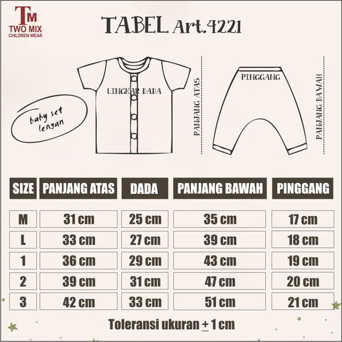 TWO MIX - Short Pajama 0Y 1Y 2Y 3Y - Piyama Anak - Baju Tidur Anak Bayi Bahan Katun Combed 0-3 Tahun 4221